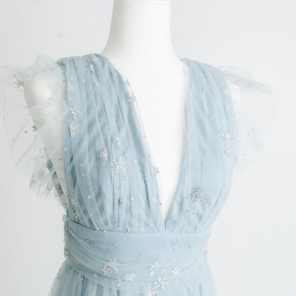 Morning Lavender Tulle Ruffle Sleeve Dress, size M/L - Picture 4 of 4